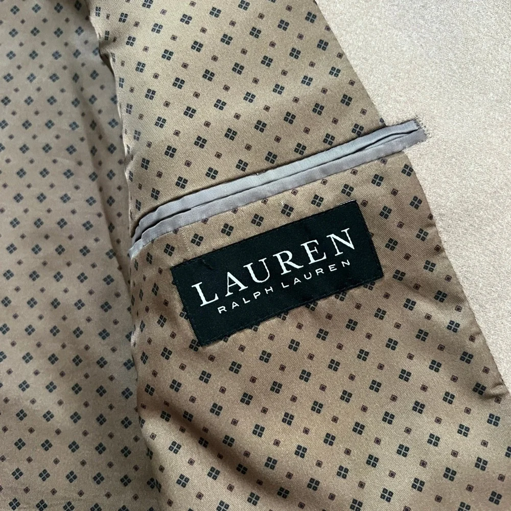 Lauren Ralph Lauren Mens 48L Wool Silk Cashmere Blazer Sport Coat Tan Camel